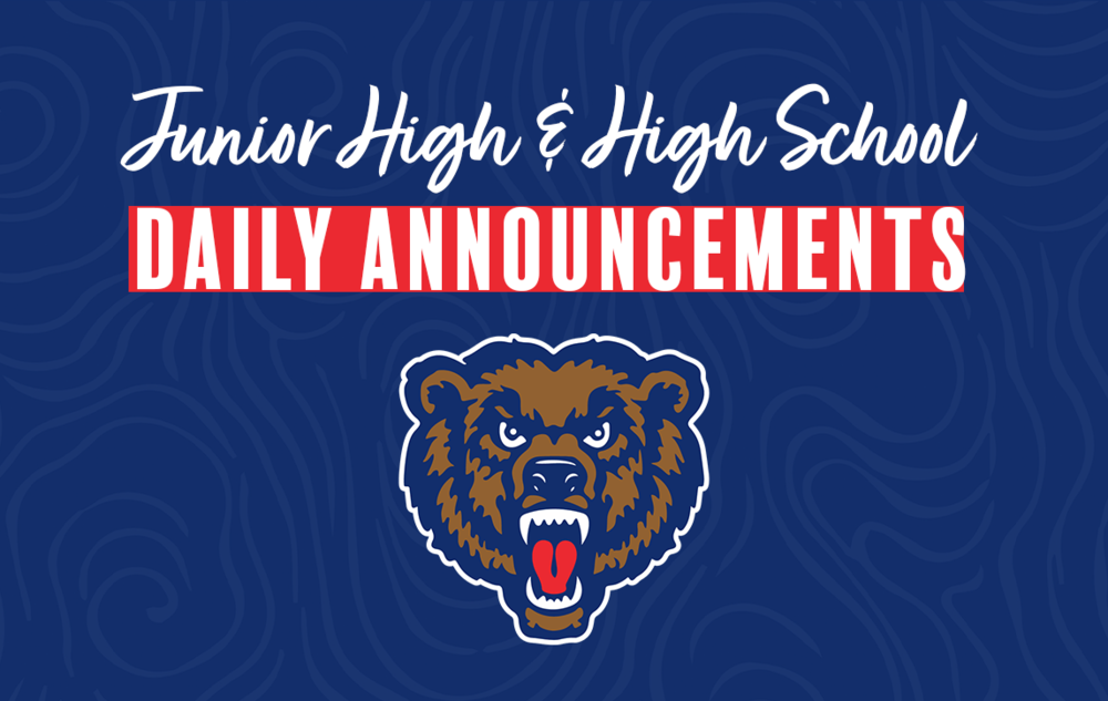 Junior High & High School Daily Announcements